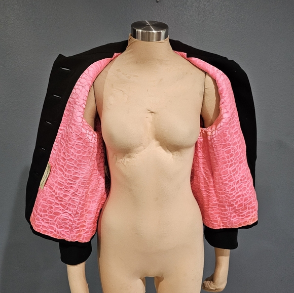 Vintage 40s 50s BEN ZUCKERMAN Women Black Wool Cropped Jacket S/M - Picture 7 of 12